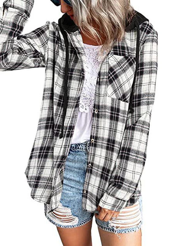 Women's Hoodie Button-Down Casual Shirt Jacket