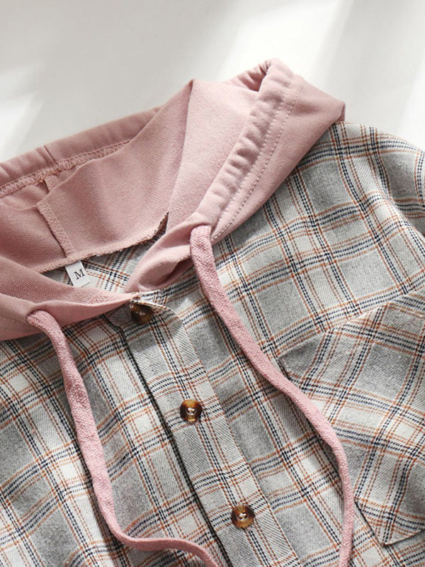 Women's Hoodie Button-Down Casual Shirt Jacket