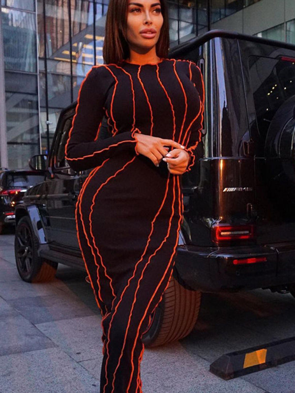 Chic Bodycon Long Sleeve Midi Dress