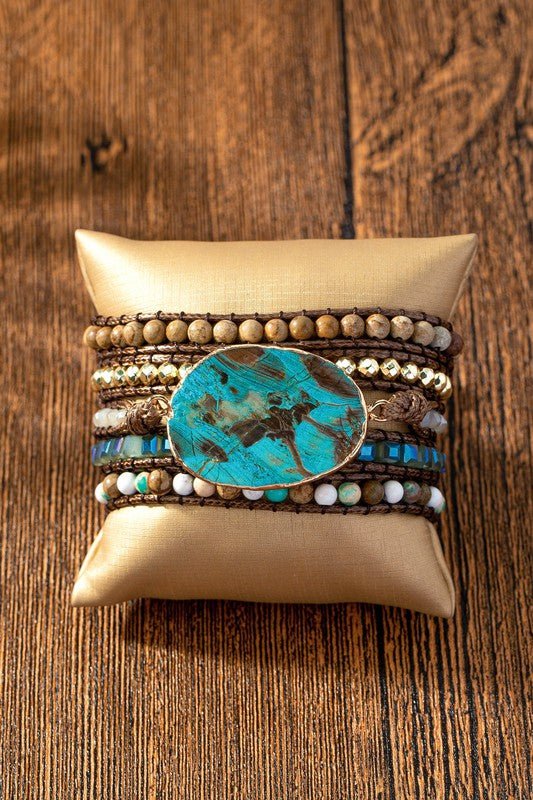 “Embrace Bohemian Elegance: Discover the effortless charm of our handcrafted 34” natural stone ladies nomination bracelet. 