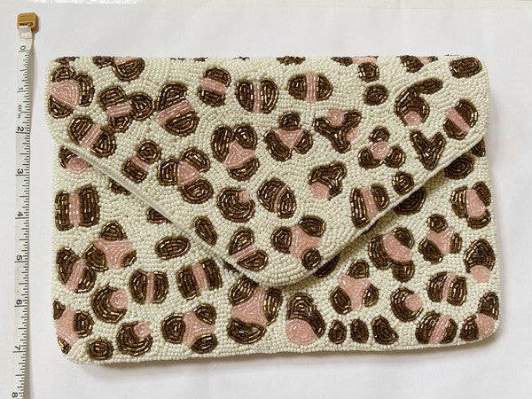 White And Pink Beaded Clutch CMI BG 5144