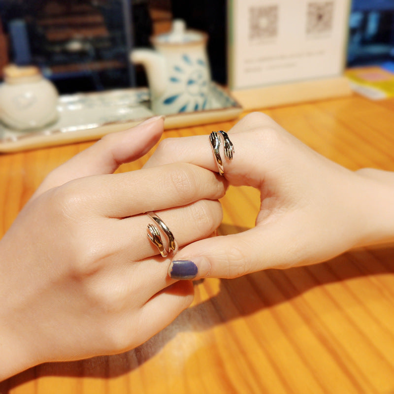 Fashion Couple Hands Embrace Ring