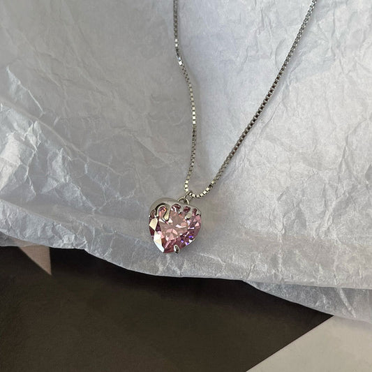 Lady Pink CZ Heart Necklace