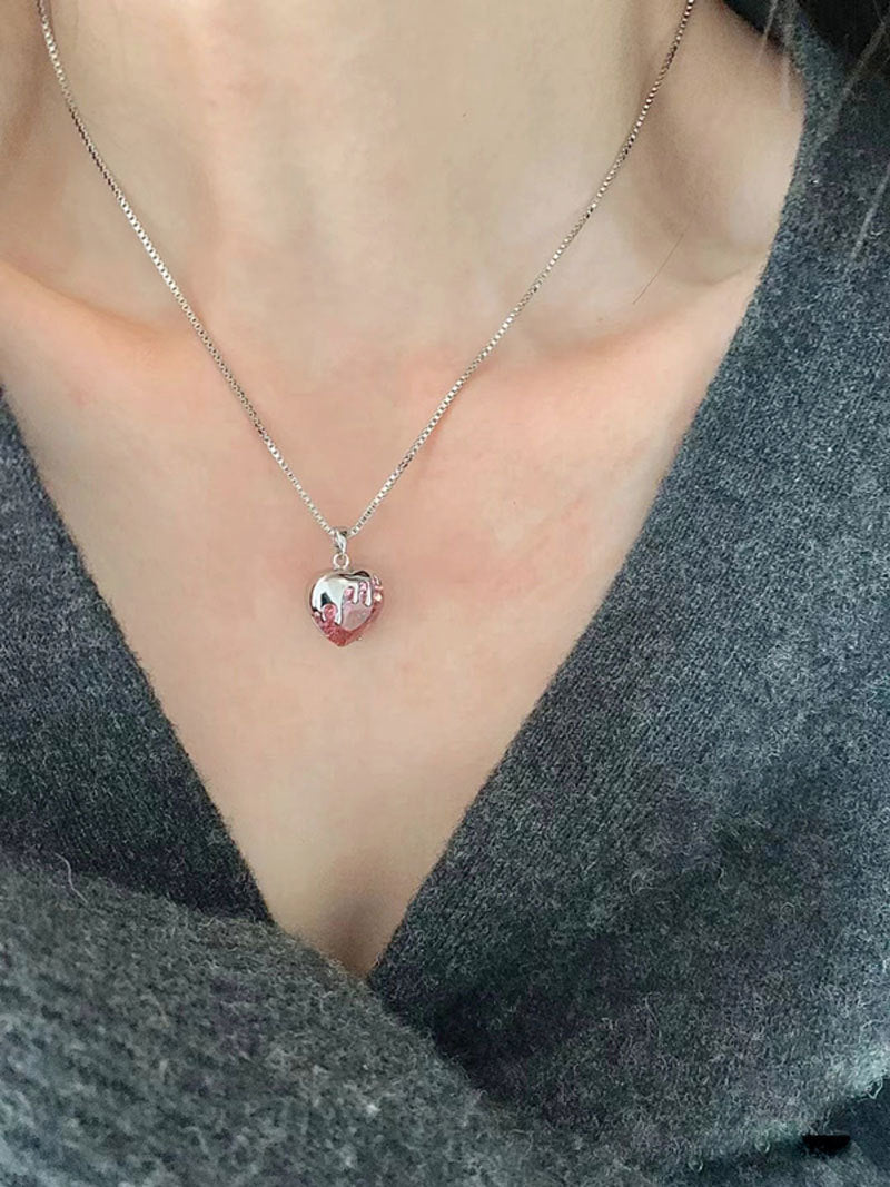 Lady Pink CZ Heart Necklace