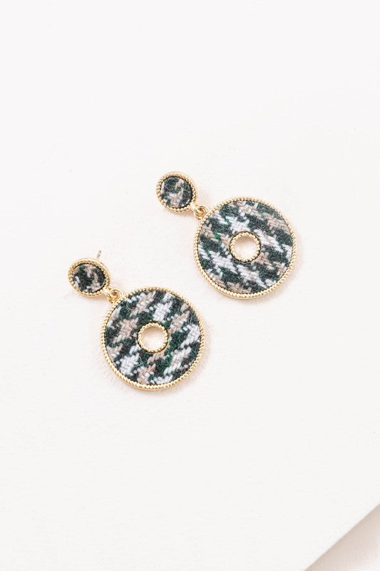 PinkBlu02   Houndstooth Tweed Earrings