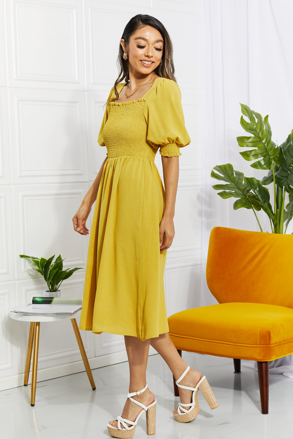 Forever Square Neck Midi Dress