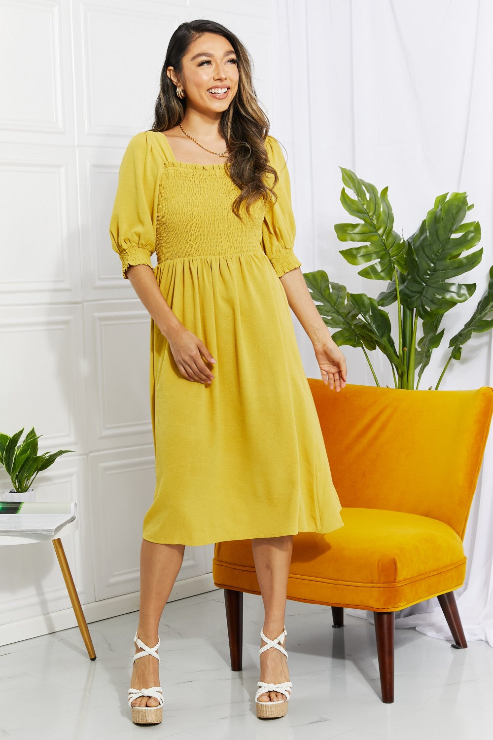 Forever Square Neck Midi Dress