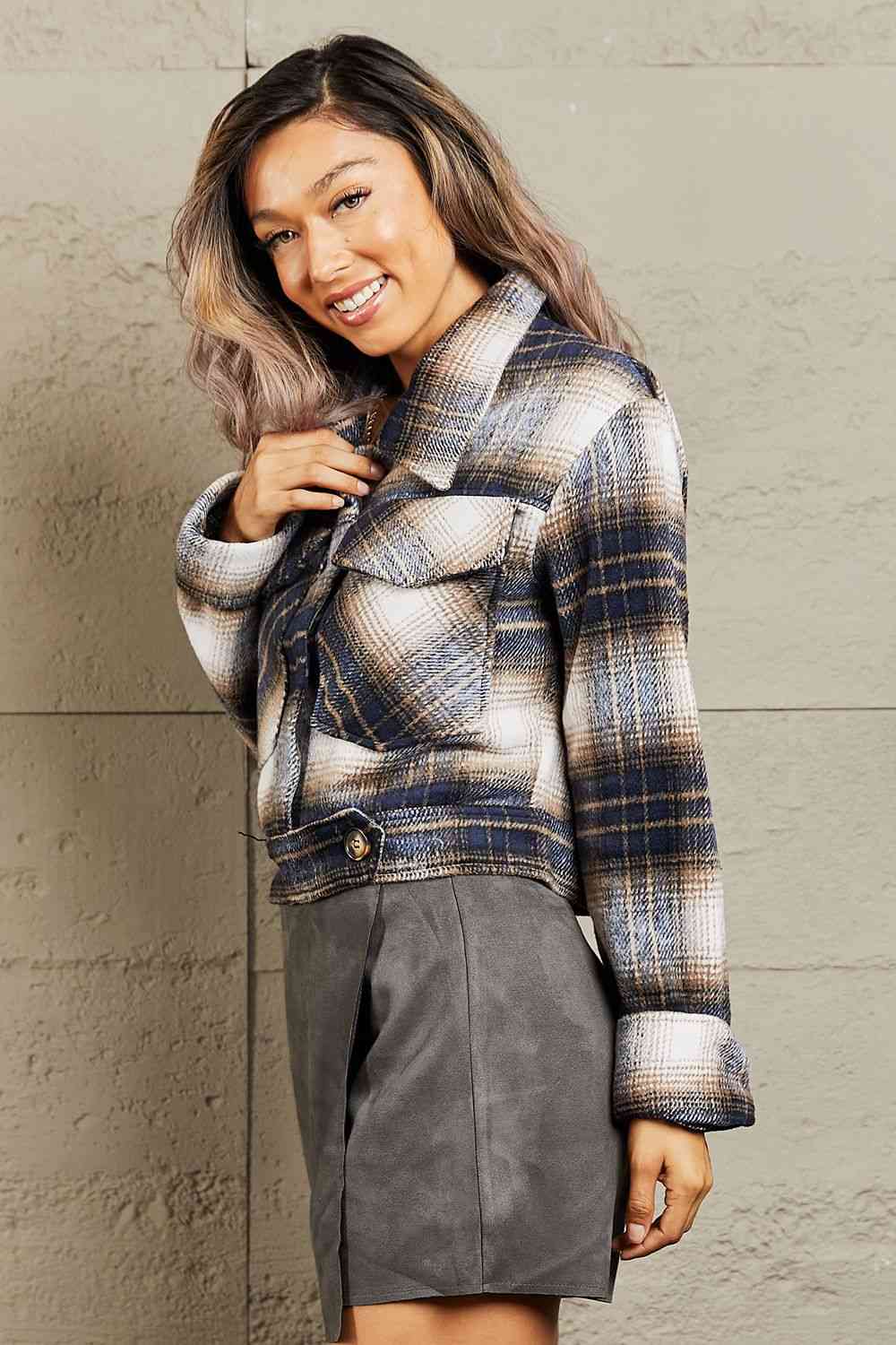 Sia Semi Cropped Plaid Shacket